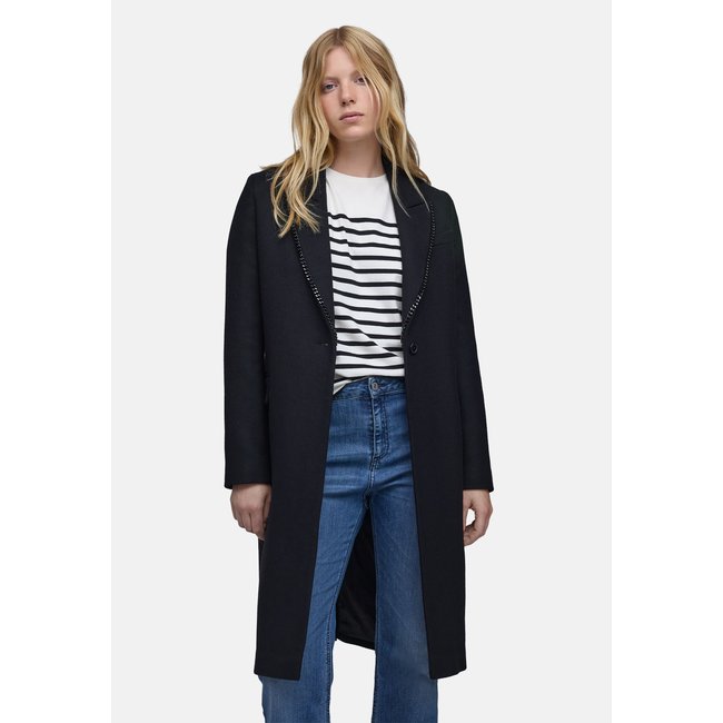 Manteau col chaîne-gourmette noir <span itemprop=