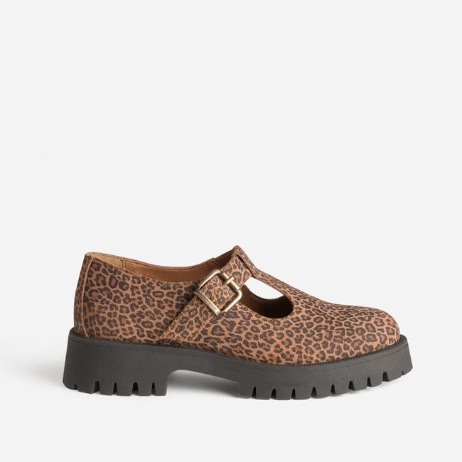 Derby en cuir FADELA leopard <span itemprop=