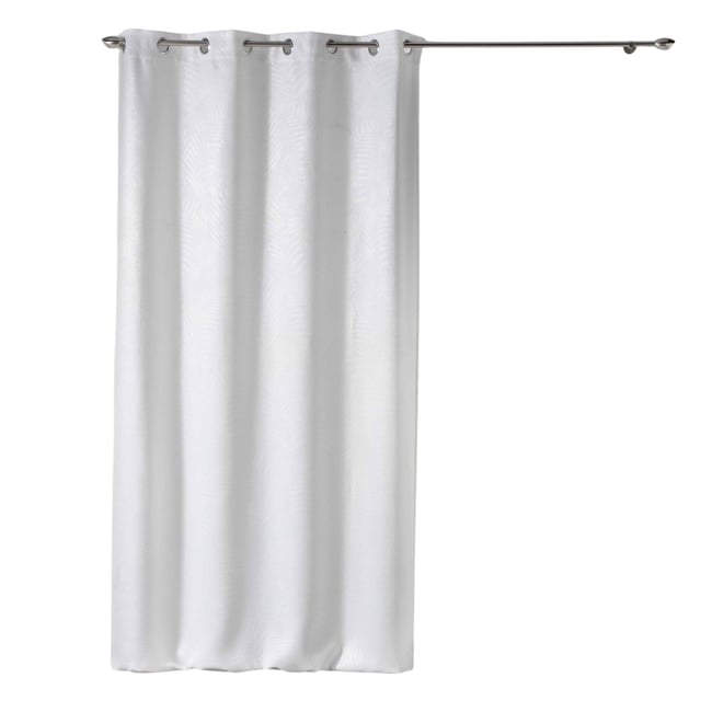 Rideau occultant effet velours Motif feuilles tropicales blanc <span itemprop=