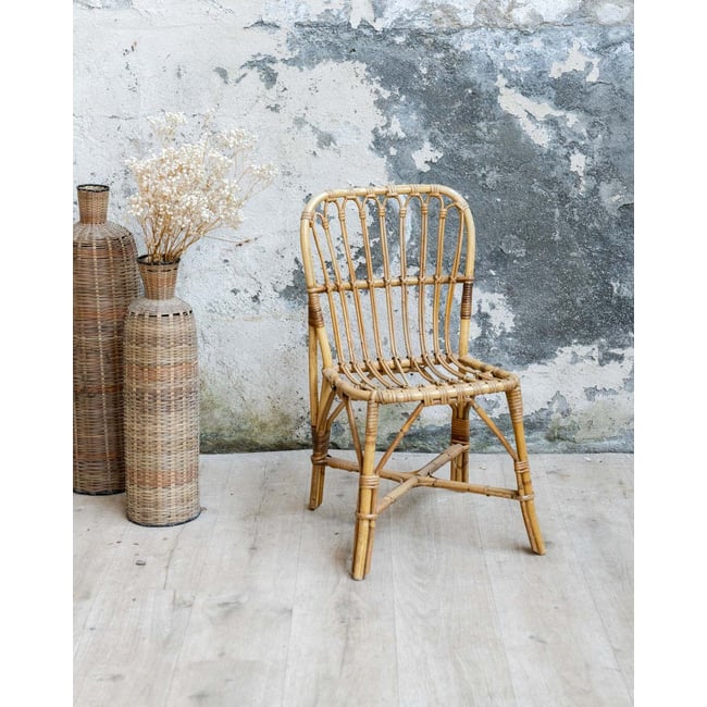 Chaise enfant en rotin Ernestine N°1360 - Bon état Couleur bois clair <span itemprop=