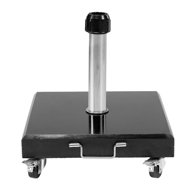 Rome Black Granite Parasol Base with wheels 40kg, black, SO'HOME