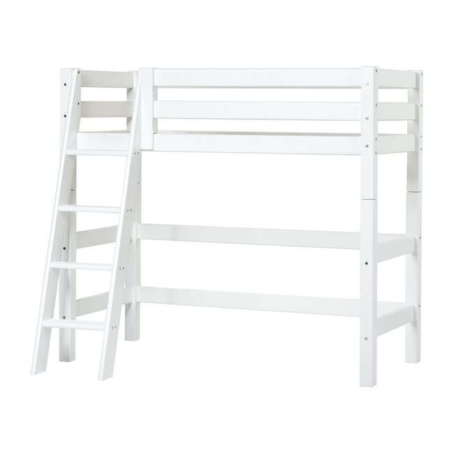 Lit Haut pin massif ECO LUXURY Couleur blanc <span itemprop=
