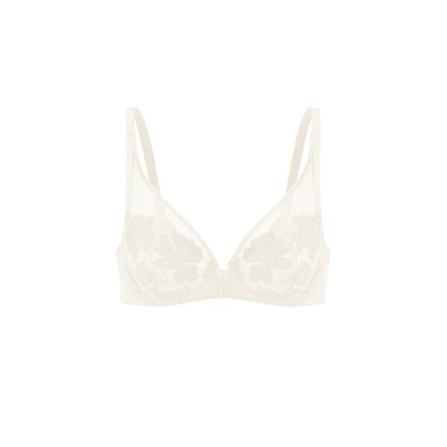 Soutien-gorge triangle emboitant décolleté plongeant, DAHLIA blanc <span itemprop=