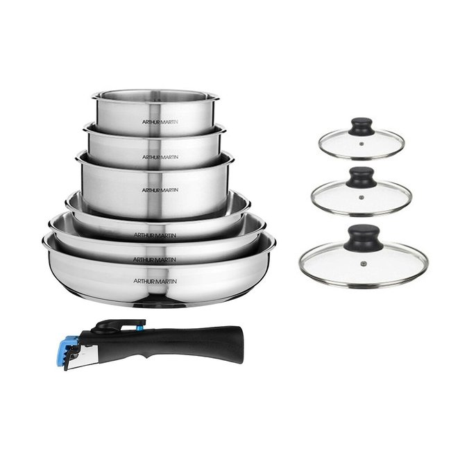 10-piece cookware set, inox, ARTHUR MARTIN