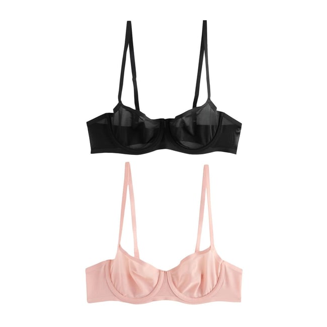 Soutien-gorge balconnet en mesh, lot de 2 noir/rose <span itemprop=