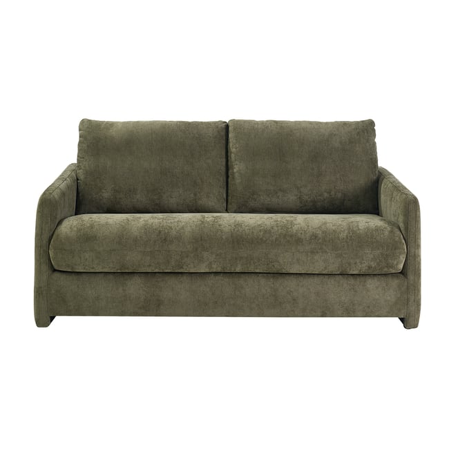 Canapé 2 places en tissu effet velours texturé beige PAULIN - MILIBOO