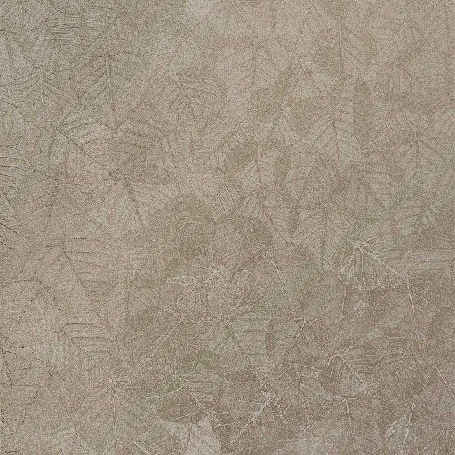 Papier peint feuillage texturé taupe chaud Couleur beige <span itemprop=
