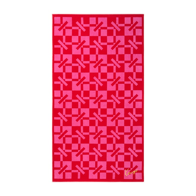 Serviette de plage en coton, K MONOGRAM rouge <span itemprop=