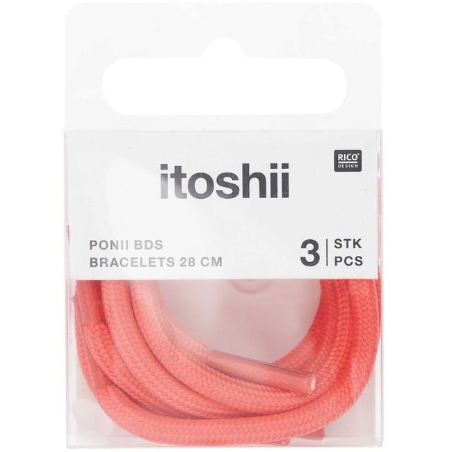 Itoshii pack 3 cordons 28cm rose fluo - RICO DESIGN