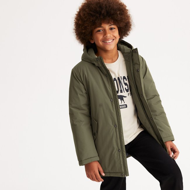 Parka chaude à capuche vert <span itemprop=