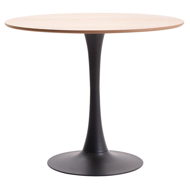 Table à manger ronde pour 4 personnes, bois et métal, SALLA Couleur bois naturel <span itemprop=