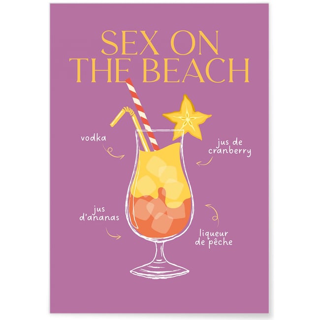 Affiche Cocktail Sex on the beach 2 Couleur blanc <span itemprop=