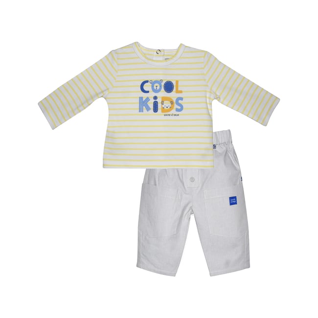 Tee shirt pantalon lamara manches longues bebe beige <span itemprop=