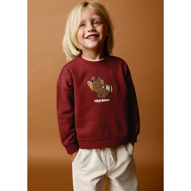 Sweat-shirt oversize à motif en relief grenat <span itemprop=