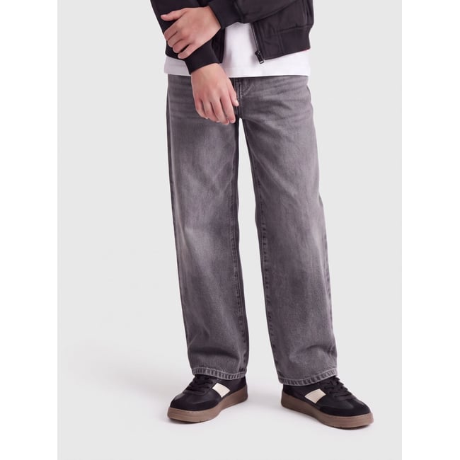 Jean À Jambe Large dark grey denim <span itemprop=