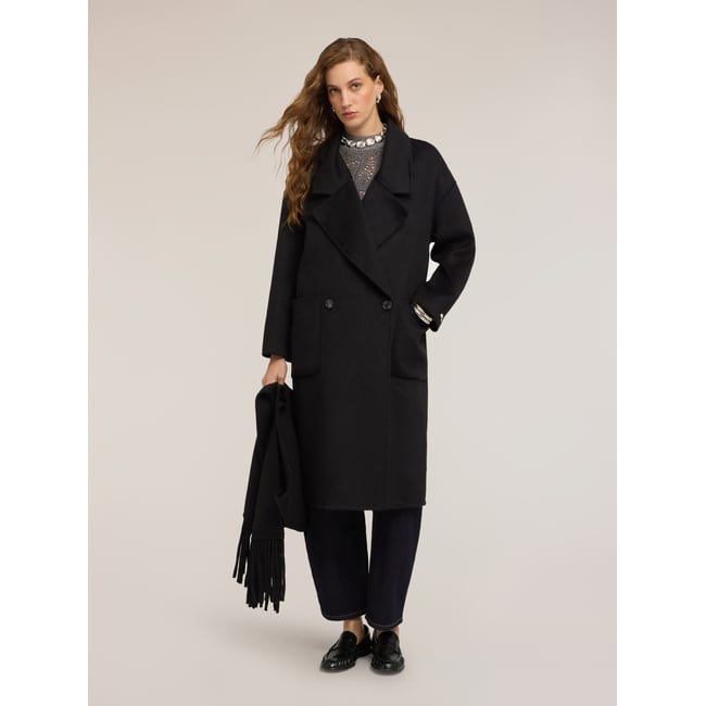Manteau croisé noir <span itemprop=