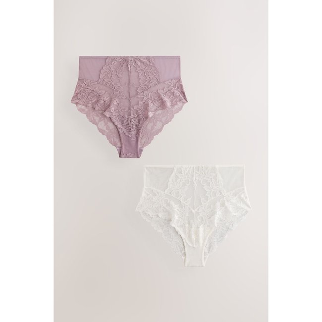 Culottes taille haute en dentelle, lot de 2 mauve pourpre <span itemprop=