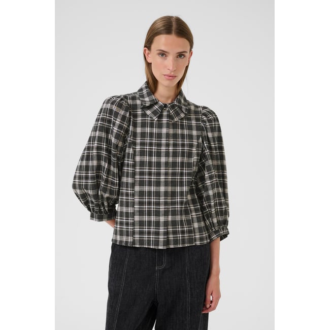 Blouse à manches longues gris thunderstorm check <span itemprop=