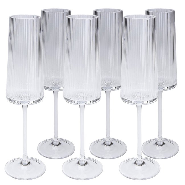Lot de 6 flûtes à champagne, RIFFLE Couleur transparent <span itemprop=