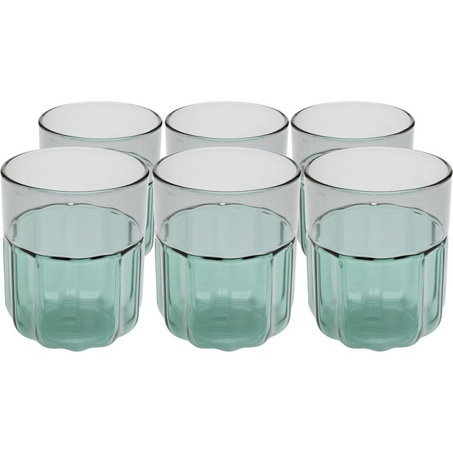 Lot de 6 verres à eau, DUETTO Couleur vert <span itemprop=