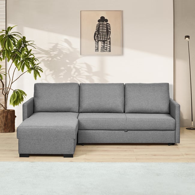 Sofá Justin, Bege, de 3 Lugares reversível, Lourini® - LOURINI