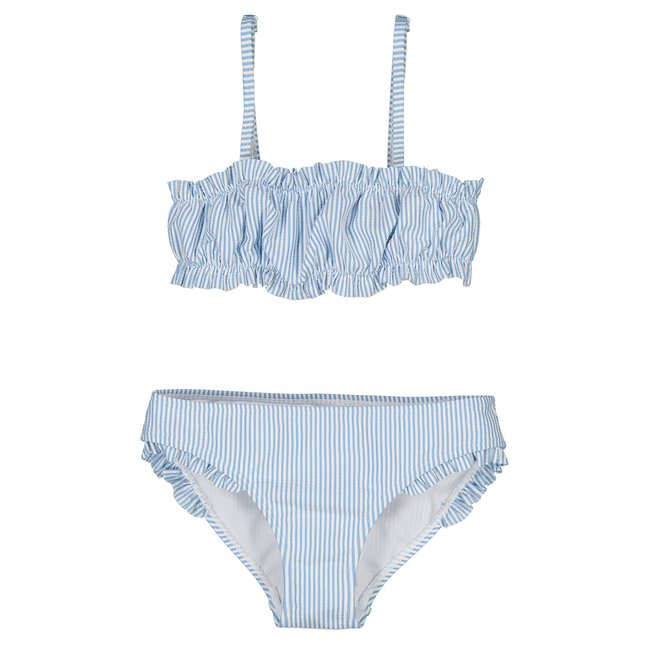 Bikini a rayas rayas crudo/azul <span itemprop=