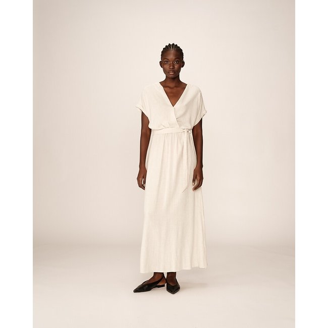 Vestido maxi fluido, com cinto, POLLEN - GRACE & MILA