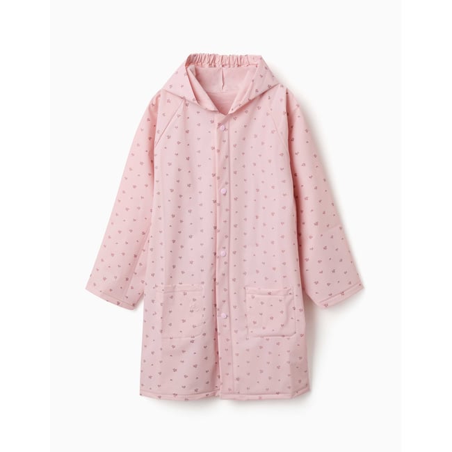 Cape de pluie avec capuche et imprimé floral rose clair <span itemprop=