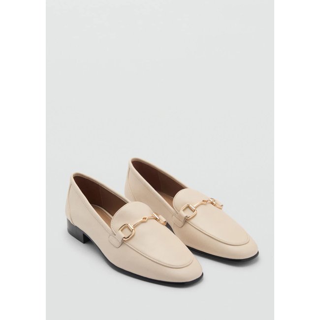 Mocassins cuir boucle écru <span itemprop=