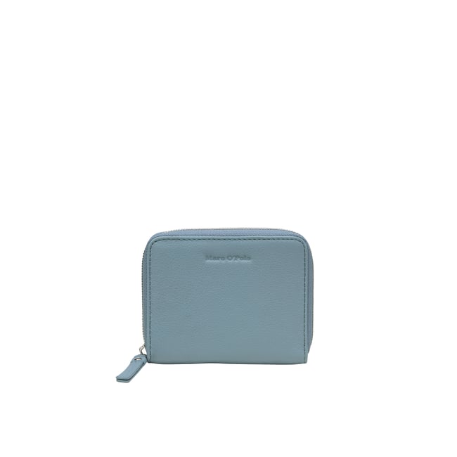 Porte-monnaie zippé medium en cuir de vache de haute qualité bleu moyen <span itemprop=