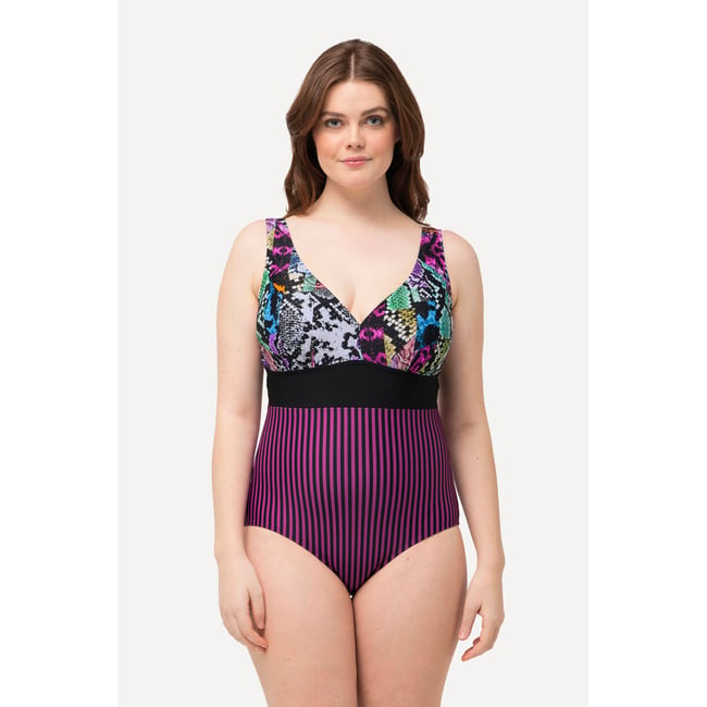Maillot de bain à mélange d'imprimés. noir <span itemprop=