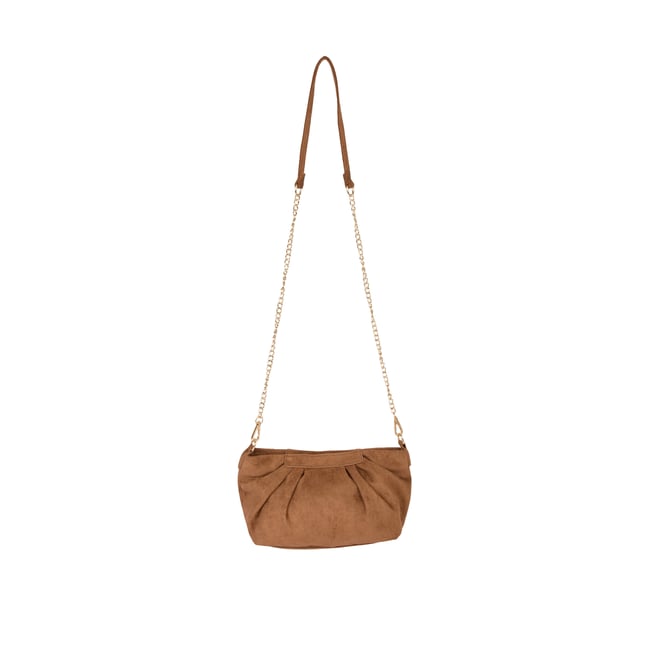 Sac bandoulière suédine marron cognac <span itemprop=