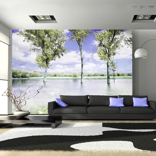 Papier peint intissé panoramique Paysage Spring scenery Couleur vert <span itemprop=