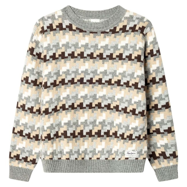 Pull En Maille À Col Rond Coupe Décontractée gris chine <span itemprop=