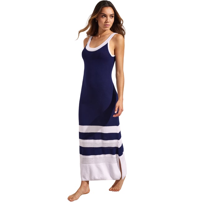 Robe longue estivale ARTEMISA bleu marine <span itemprop=