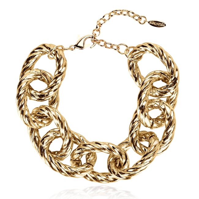 Bracelet chaîne grosse maille MILAS doré <span itemprop=