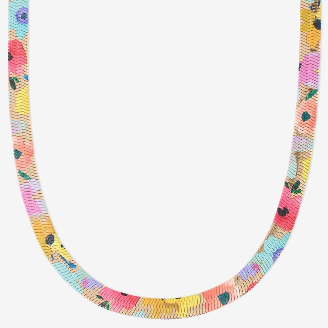 Collier chaine serpent Balagane imprimé floral multicolore <span itemprop=