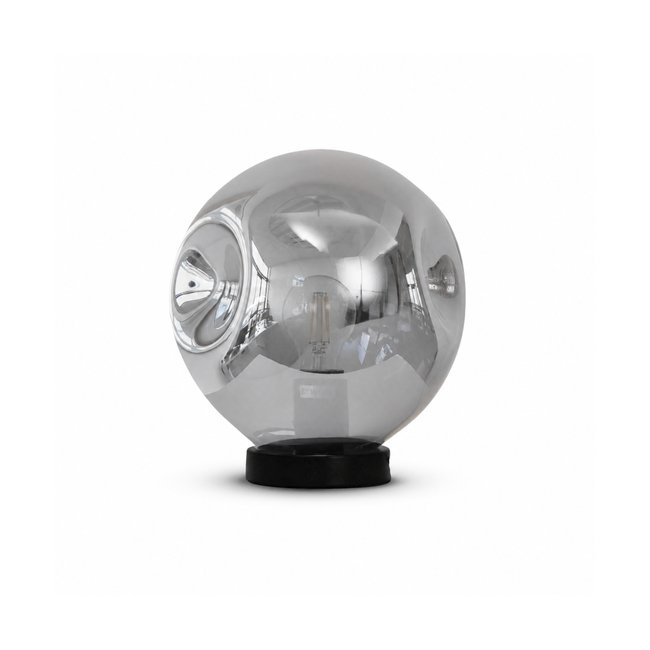 Lampe à poser en verre et métal   - BRUME Couleur chrome <span itemprop=