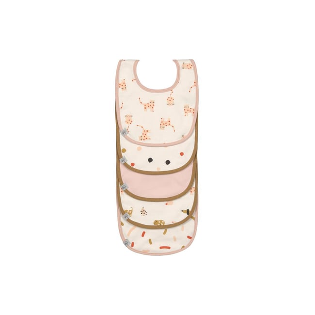 Lot de 5 bavoirs rose, caramel, écru <span itemprop=