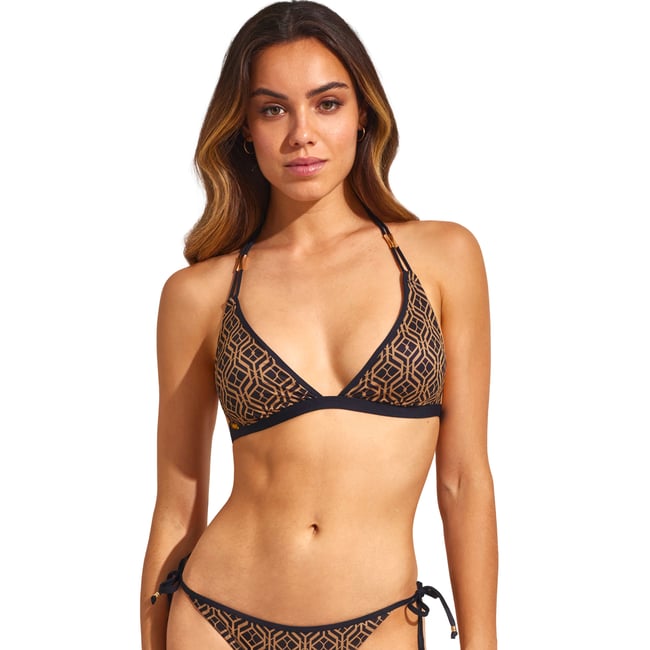 Haut maillot de bain triangle préformé PETRA noir <span itemprop=
