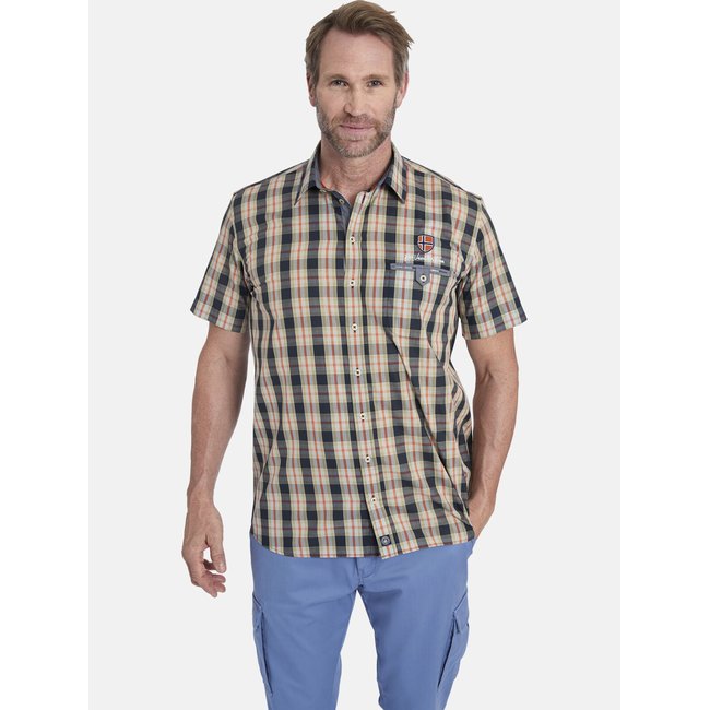 Chemise à manches courtes JOOS orange à carreaux <span itemprop=