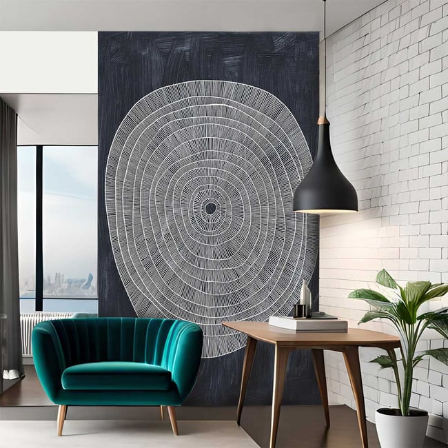Papier peint, rond Couleur noir et blanc <span itemprop=