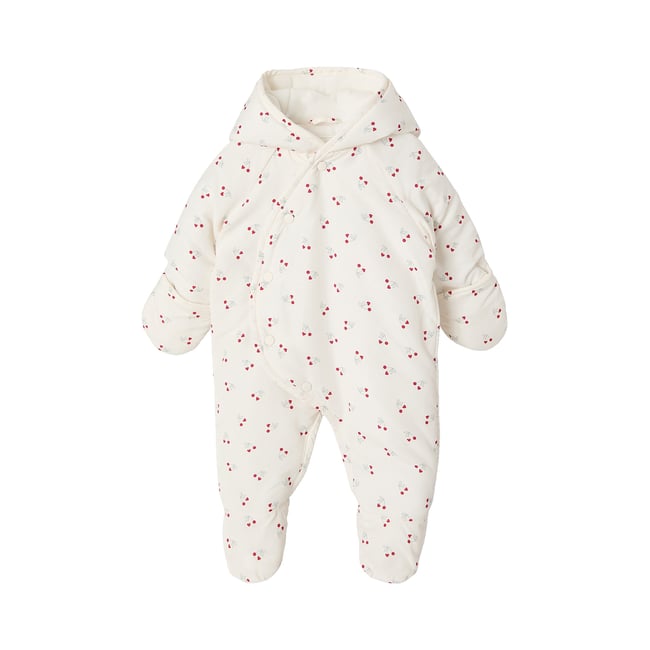 Combinaison pilote capuche naissance CERISE écru <span itemprop=