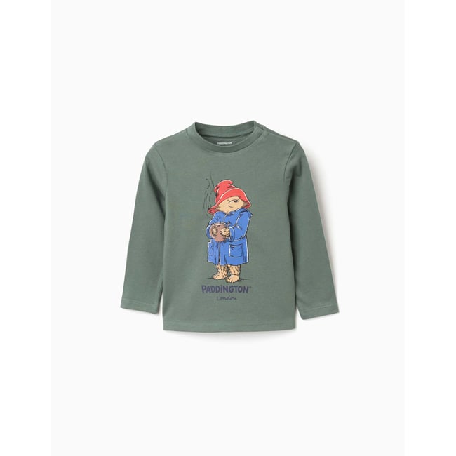 T-shirt en coton à manches longues avec Paddington vert foncé <span itemprop=