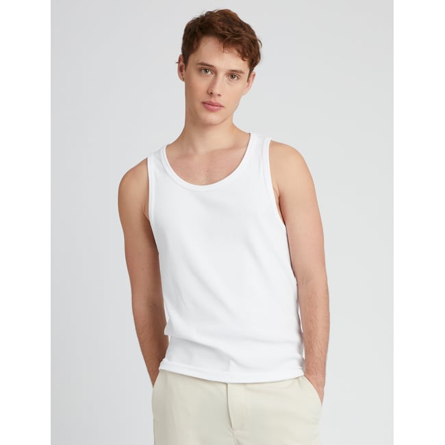 Débardeur côtes blanc <span itemprop=