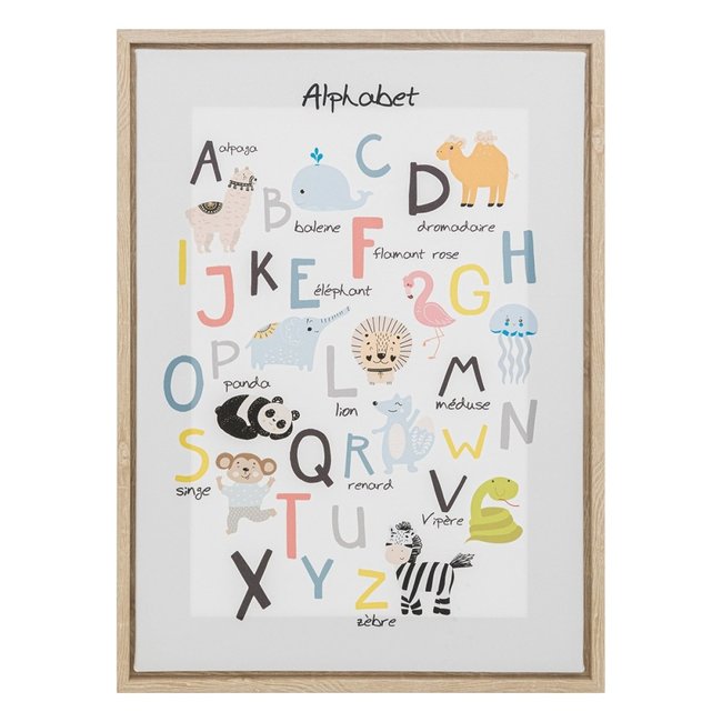 Toile imprimée sur cadre Alphabet 30x40 Couleur blanc <span itemprop=