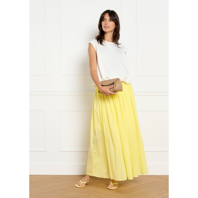 Jupe longue à volume jaune soleil <span itemprop=
