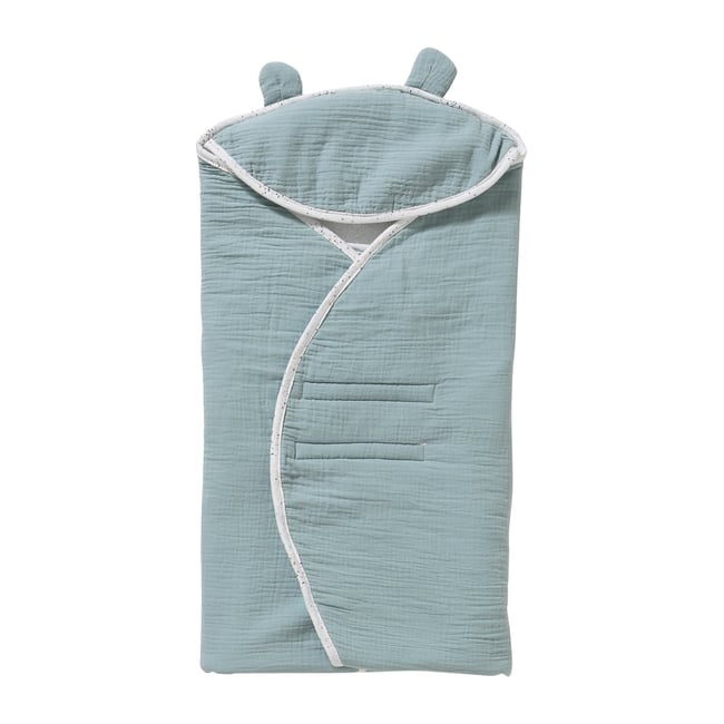 Plaid à capuche pour siège-auto coque vert céladon <span itemprop=