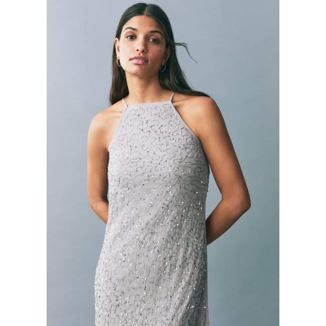 Robe en tulle cristaux argent <span itemprop=
