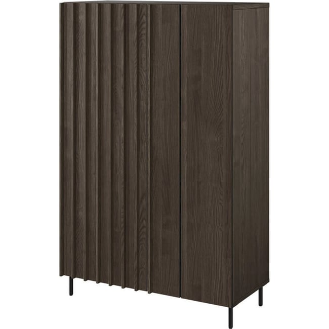 Buffet haut à portes rainurées PIEMONTE Couleur frêne portland et noir <span itemprop=